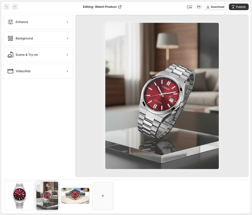 Screenshot of Supra AI Photo Studio editor