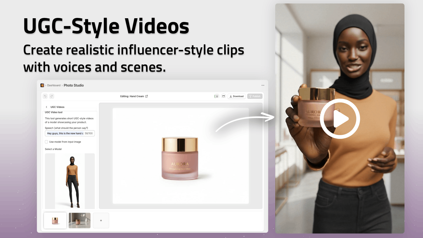 UGC-style videos and product clips